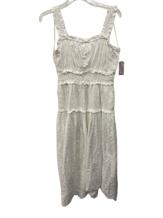 Gap x Doen Size M White Cotton Shirred Eyelet Lace Sleeveless Midi Dress White / M