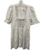 Reformation Size 10 White Linen Lace Trim Tie Back Puff Sleeve Above Knee Dress White / 10