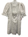 Reformation Size 10 White Linen Lace Trim Tie Back Puff Sleeve Above Knee Dress White / 10