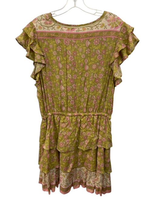 Spell & The Gypsy Size L Green, Yellow, Pink Viscose Blend Metallic Thread Dress Green, Yellow, Pink / L
