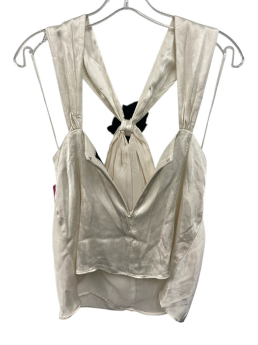 J. Crew Size M Cream & Black Viscose Rosette High Neck Top Cream & Black / M