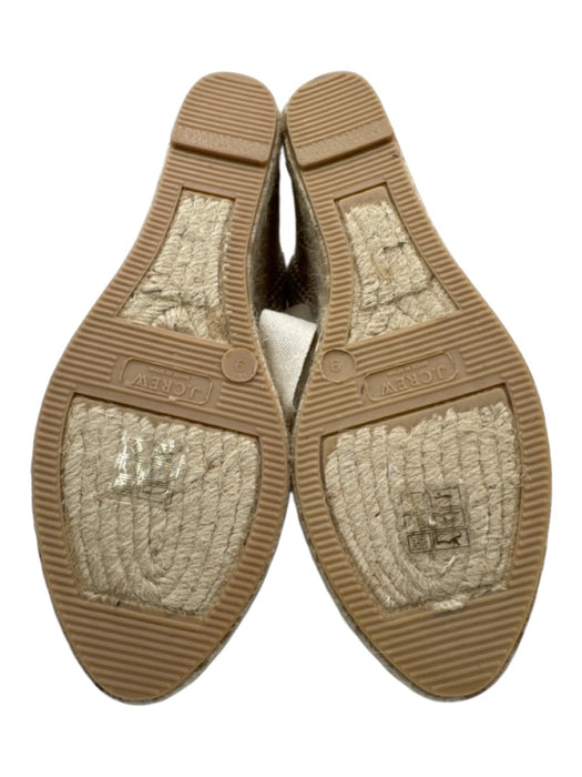 J. Crew Shoe Size 9 Beige textile upper Synthetic Woven Ankle Tie Wedges Beige / 9
