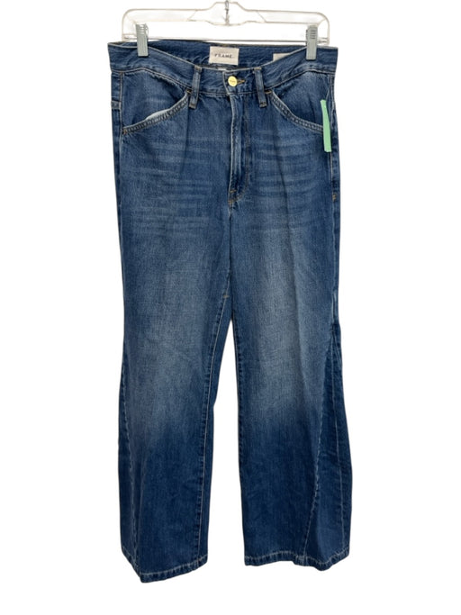 Frame Size 27 Medium Wash Cotton Blend Baggy Fit Mid Rise Wide Leg Jeans Medium Wash / 27