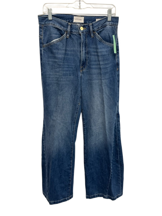 Frame Size 27 Medium Wash Cotton Blend Baggy Fit Mid Rise Wide Leg Jeans Medium Wash / 27