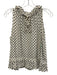 Rebecca Taylor Size 4 Cream & Black Silk Blend Flocked Detail Tie V Neck Top Cream & Black / 4