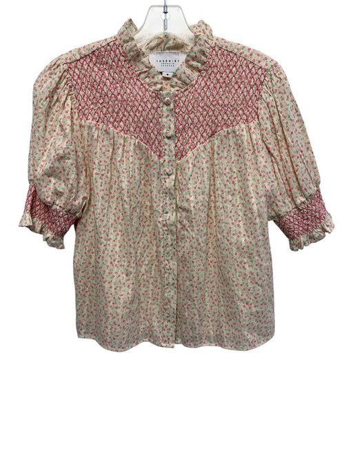 The Shirt Size M Yellow, Pink, Green Cotton Smocked Detail Mini Floral Top Yellow, Pink, Green / M