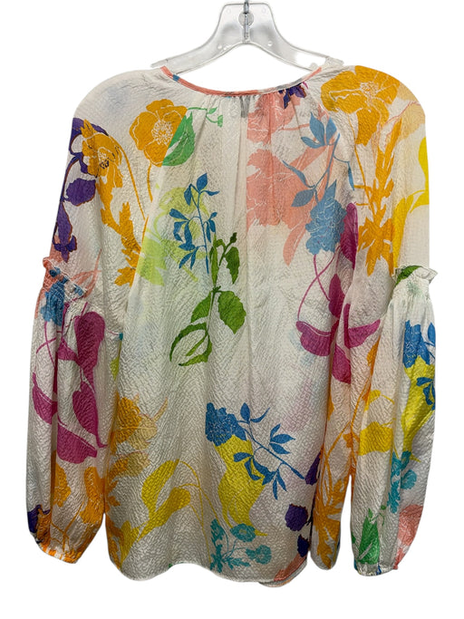 Tanya Taylor Size 4 white, orange, multi Silk & Cotton Textured Button Down Top white, orange, multi / 4