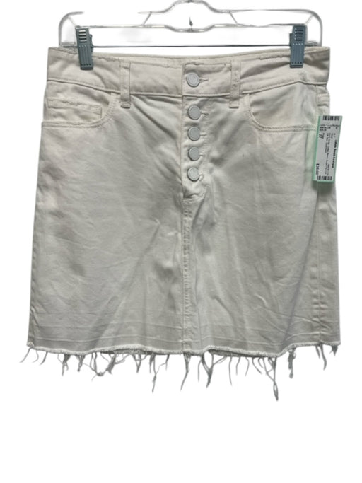 Paige Size 27 Ivory White Cotton Blend Button Fly Cut Off Mini Skirt Ivory White / 27
