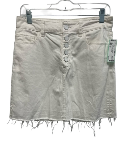 Paige Size 27 Ivory White Cotton Blend Button Fly Cut Off Mini Skirt Ivory White / 27