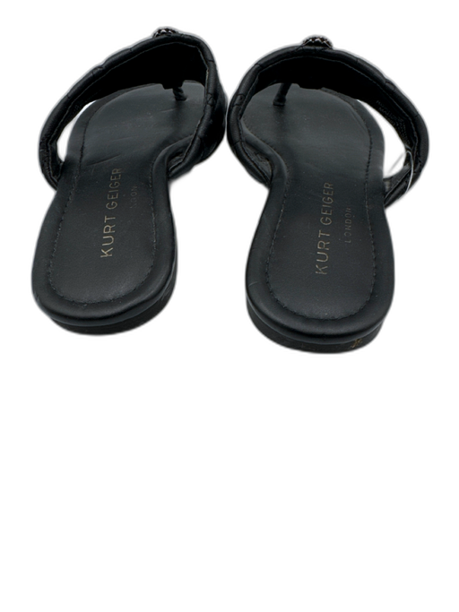 Kurt Geiger Shoe Size 38 Black Leather Upper Silvertone hardware Quilted Sandals Black / 38