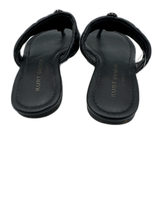 Kurt Geiger Shoe Size 38 Black Leather Upper Silvertone hardware Quilted Sandals Black / 38