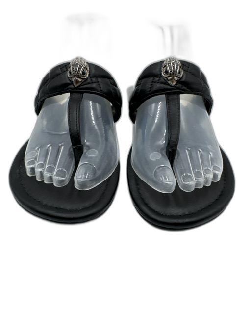 Kurt Geiger Shoe Size 38 Black Leather Upper Silvertone hardware Quilted Sandals Black / 38