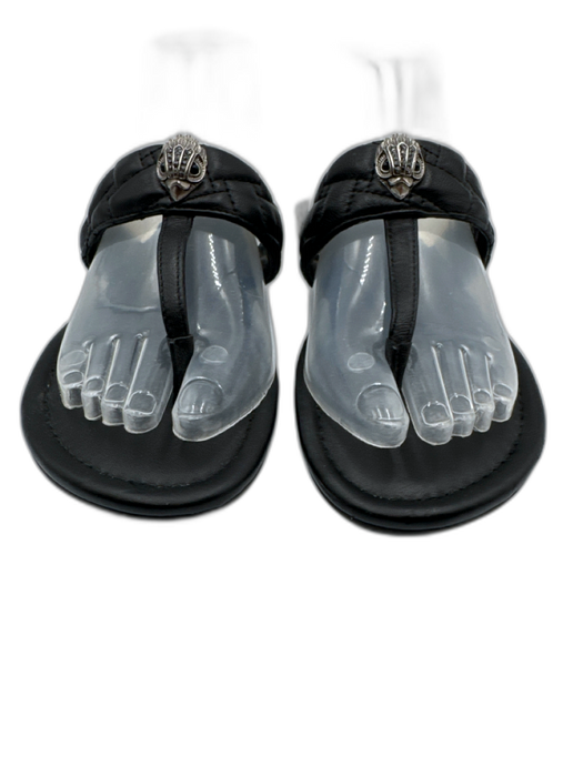 Kurt Geiger Shoe Size 38 Black Leather Upper Silvertone hardware Quilted Sandals Black / 38