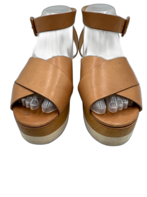 Veronica Beard Shoe Size 8 tan, beige, white Leather Upper Criss Cross Sandals tan, beige, white / 8