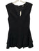 Alice + Olivia Size 8 Black Polyester Cap Sleeve V Neck Tiered Dress Black / 8