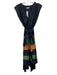 Ulla Johnson Size 4 Navy, Orange, Green Polyester Cap Sleeve Pleated Dress Navy, Orange, Green / 4