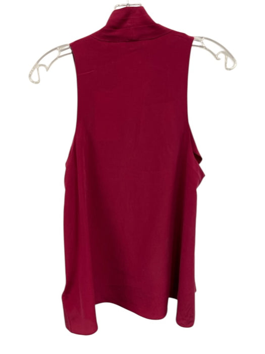 Joie Size Small Raspberry Pink Silk Sleeveless V Neck Pleated Top Raspberry Pink / Small