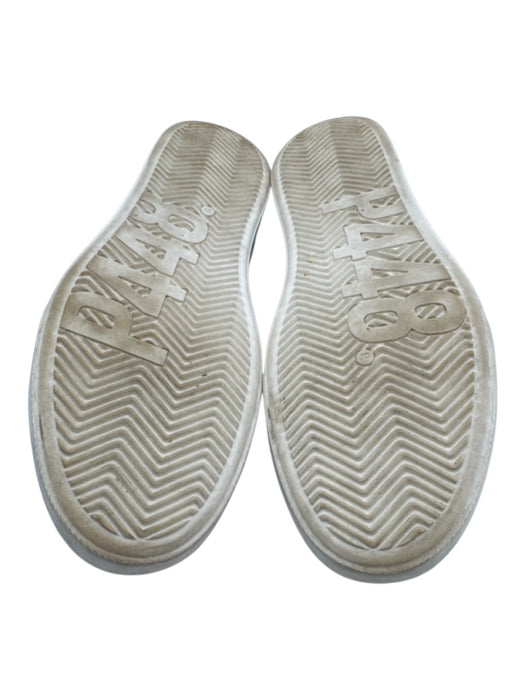 P448 Shoe Size 39 White, Silver, Beige Leather Upper Lace Up Leopard Sneakers White, Silver, Beige / 39