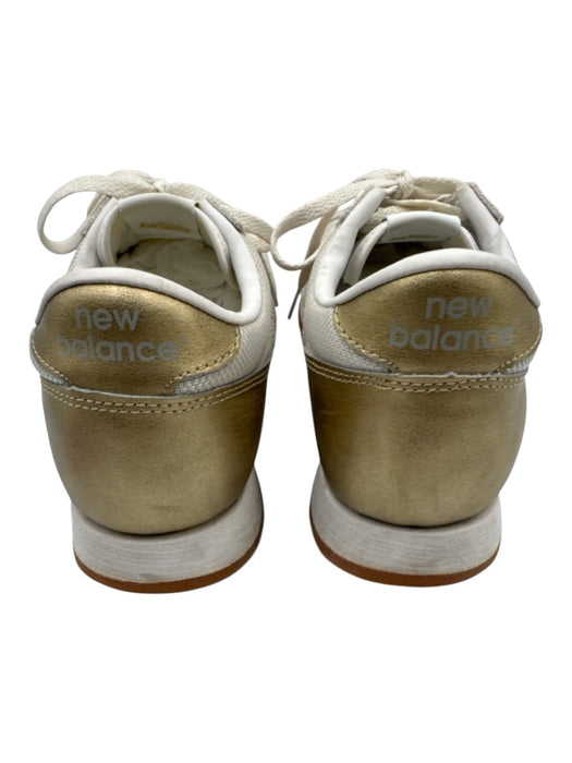 New Balance Shoe Size 8.5 Gold & Beige Leather Upper Lace Up Logo Mesh Sneakers Gold & Beige / 8.5