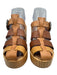 Free People Shoe Size 37 Mixed Brown Leather Upper Wood Color Block Cage Sandals Mixed Brown / 37