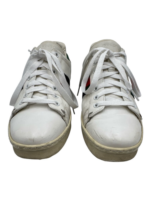 Gucci Shoe Size 8 White, Red, Green Leather Upper Lace Up Gucci Web Sneakers White, Red, Green / 8