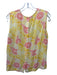 Equipment Size L Yellow & Pink Silk Lemon Sleeveless Round Neck Button Back Top Yellow & Pink / L