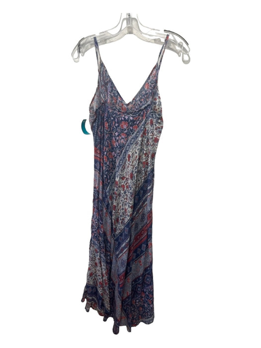 Velvet Size M Blue & Red Cotton Spaghetti Strap Semi Sheer Floral Paisley Dress Blue & Red / M