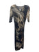 Helmut Lang Size S Black & Beige Wool Blend Abstract V Neck 1/2 sleeve Dress Black & Beige / S