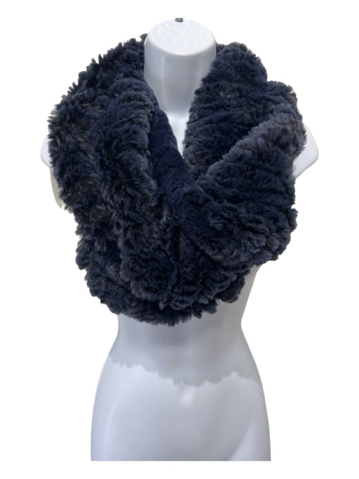 Neiman Marcus Navy Cashmere Faux Fur Wrap Twist Detail Shawl Navy / One Size