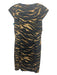 Karen Millen Size 10 Black & Beige Acetate Blend Animal Print Square Neck Dress Black & Beige / 10