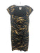 Karen Millen Size 10 Black & Beige Acetate Blend Animal Print Square Neck Dress Black & Beige / 10