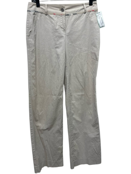 Burberry Size 4 Beige Cotton Low Rise Wide Leg Pants Beige / 4