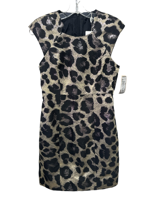 Tibi Size 4 Black & Grey Polyester Blend Leopard Print Metallic Thread Dress Black & Grey / 4