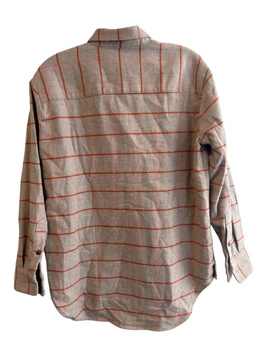 Madewell Size XS Taupe & Multi Cotton Collared Button Down Plaid Flannel Top Taupe & Multi / XS