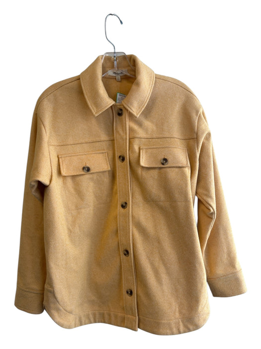 Madewell Size XS Orange Polyester Felt Herringbone Collared Button Down Jacket Orange / XS