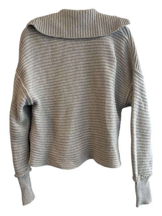 Free People Size XS Taupe Cotton & Acrylic V Neck Sailor Collar Cropped Sweater Taupe / XS