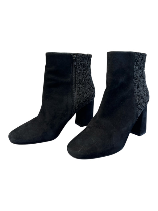 Barneys New York Shoe Size 40 Black Leather & Beaded Above Ankle Side Zip Boots Black / 40