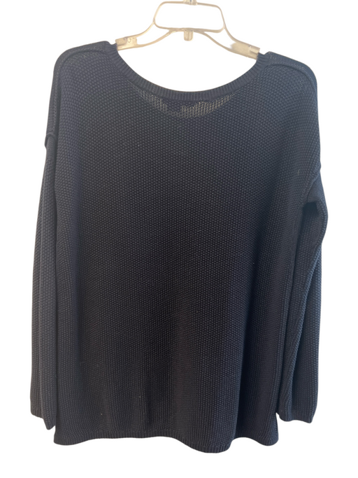 Vince Size S Navy Cotton Blend Knit Round Neck Side Slit Sweater Navy / S