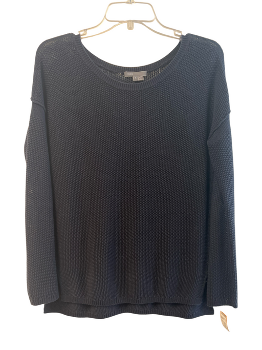 Vince Size S Navy Cotton Blend Knit Round Neck Side Slit Sweater Navy / S