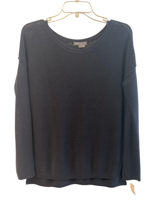 Vince Size S Navy Cotton Blend Knit Round Neck Side Slit Sweater Navy / S