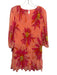 Trina Turk Size S Pink & Multi Polyester Long Sleeve Floral pleats Midi Dress Pink & Multi / S