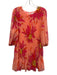 Trina Turk Size S Pink & Multi Polyester Long Sleeve Floral pleats Midi Dress Pink & Multi / S
