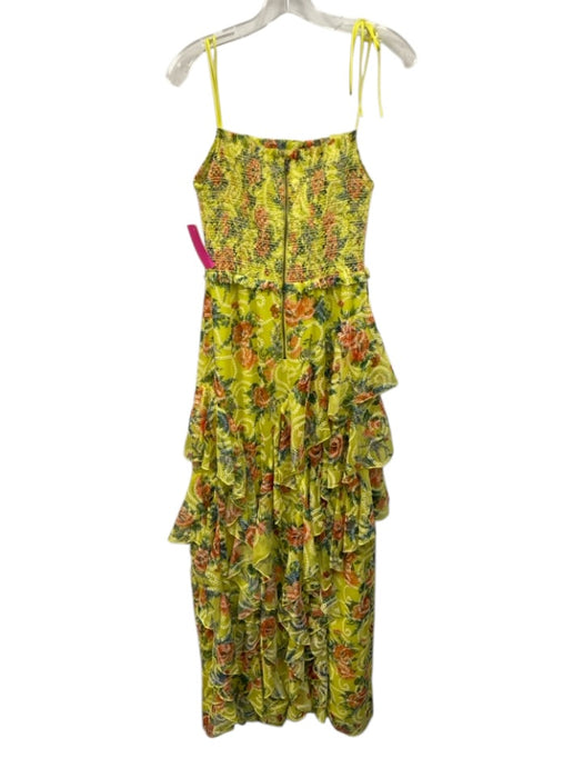 Alice + Olivia Size 6 Yellow, Green, Multi Polyester Sleeveless Floral Dress Yellow, Green, Multi / 6