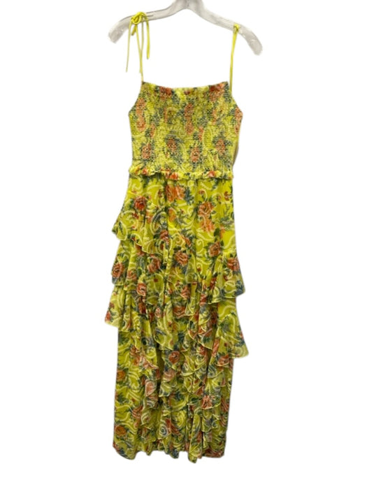 Alice + Olivia Size 6 Yellow, Green, Multi Polyester Sleeveless Floral Dress Yellow, Green, Multi / 6