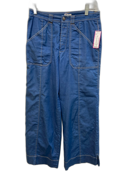 Cinq a Sept Size 4 Medium Wash Cotton Blend Chambray Patch Pocket Jeans Medium Wash / 4