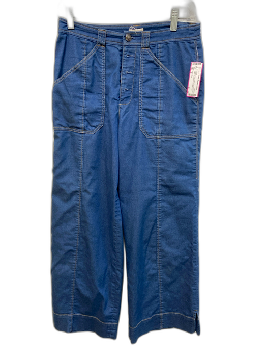 Cinq a Sept Size 4 Medium Wash Cotton Blend Chambray Patch Pocket Jeans Medium Wash / 4