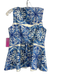 Mestiza New York Size 4 White & Blue Rayon & Linen Sleeveless Square Neck Top White & Blue / 4