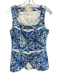 Mestiza New York Size 4 White & Blue Rayon & Linen Sleeveless Square Neck Top White & Blue / 4