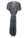 XiRENA Size XS Blue & Multi Cotton Floral Short Sleeve V Neck Open Back Dress Blue & Multi / XS