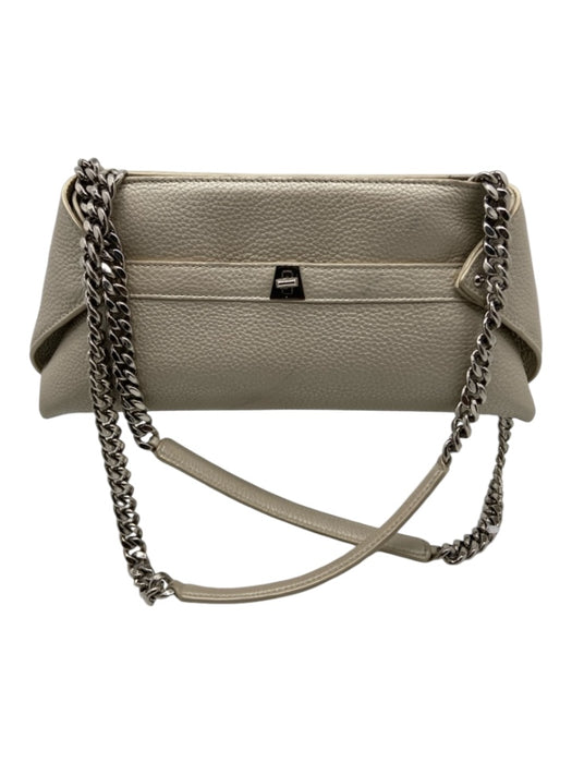 Akris Beige Pebbled Leather Shoulder Bag Chain Strap Magnetic Close Bag Beige / S